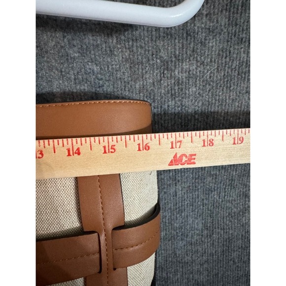 NWT Nine West Sutton Place Tote Bag Caramel Canvas Woven Cage WGN111623 - Picture 6 of 14